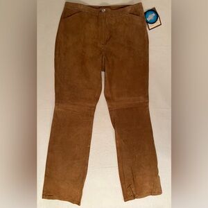 Genuine Suede Leather Pants 14 MACHINE WASHABLE Saddle Tan Covington brand